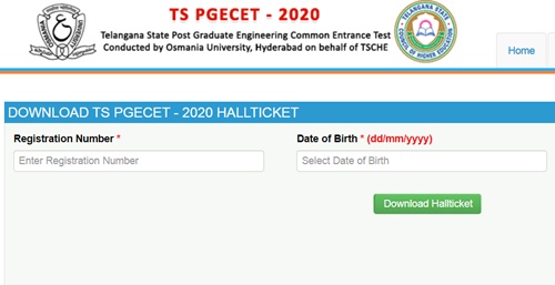 TS PGECET Hall Ticket 2020 Download