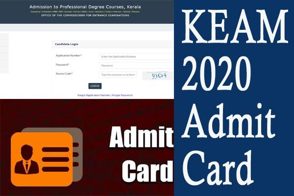 Kerala KEAM 2020 Admit Card Download